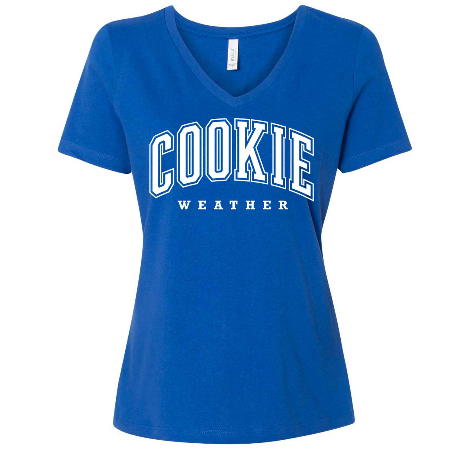 Cookie Weather White Ink Ladies V-Neck T-Shirt