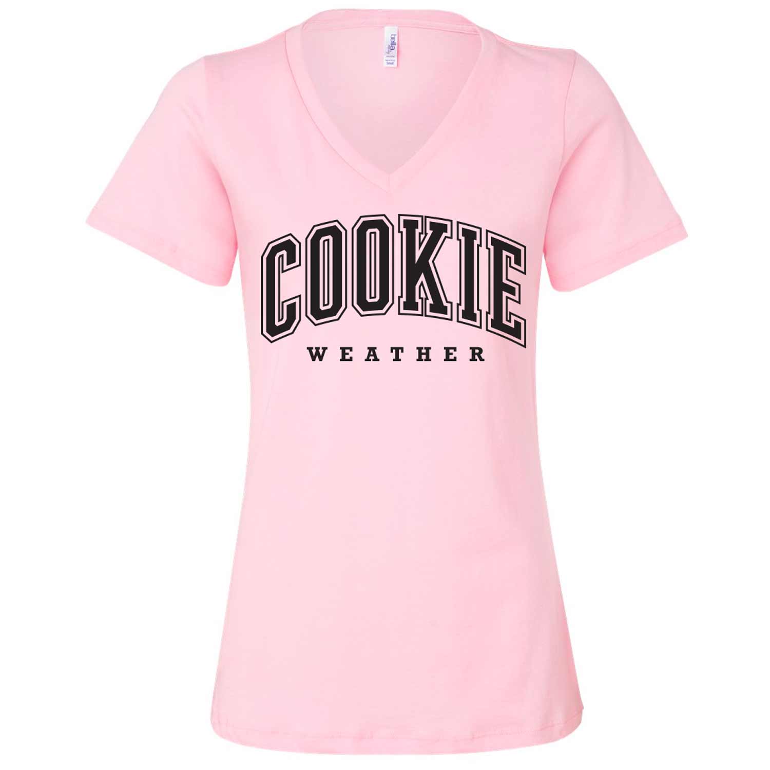 Cookie Weather Black Ink Ladies V-Neck T-Shirt