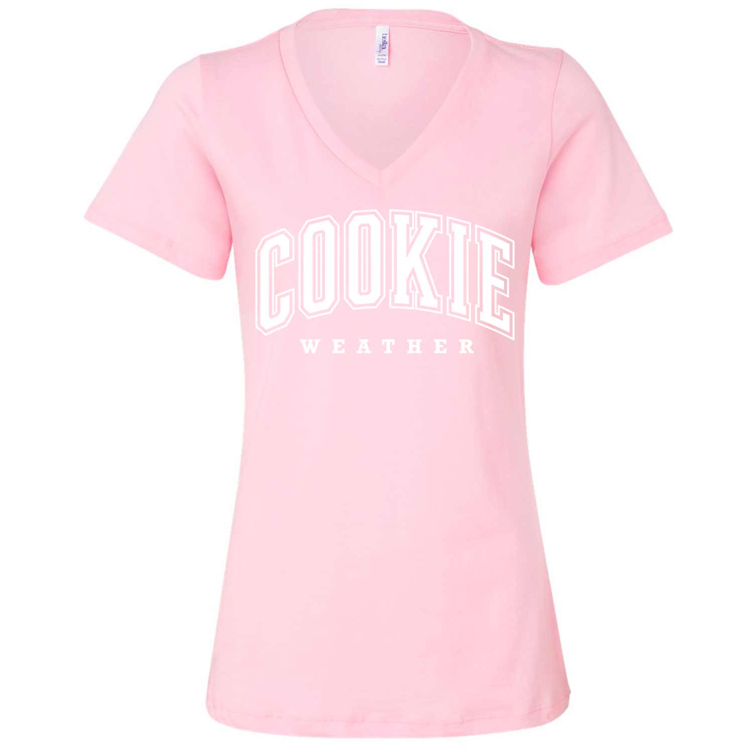 Cookie Weather White Ink Ladies V-Neck T-Shirt