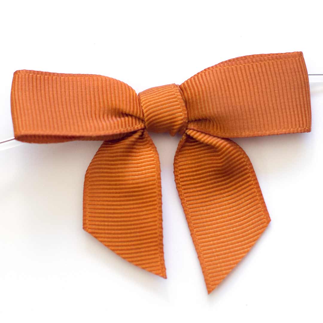 copper grosgrain pre-tied bow with twist tie