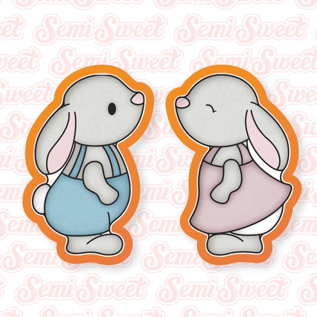 Cottage Easter Bunny Couple Cookie Cutter Set
