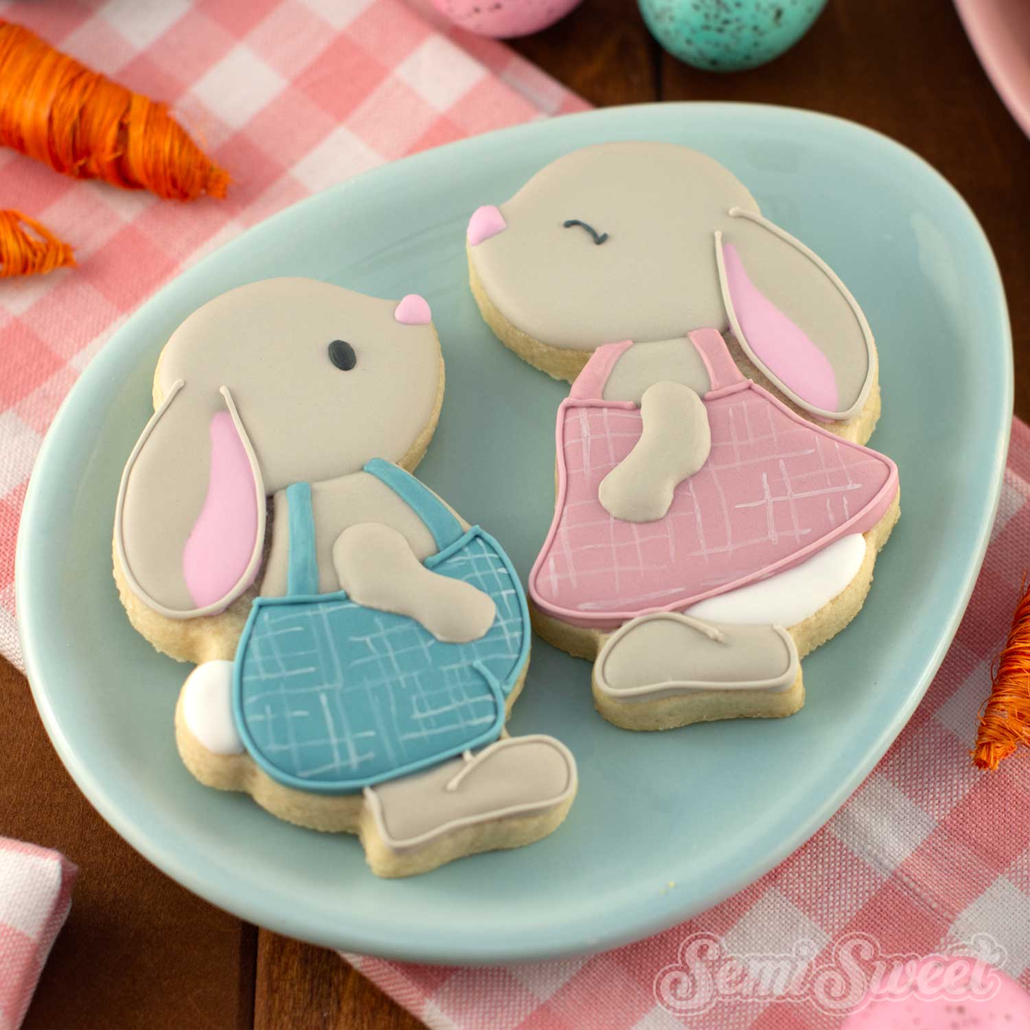 Cottage Easter Bunny Couple Cookie Cutter Set