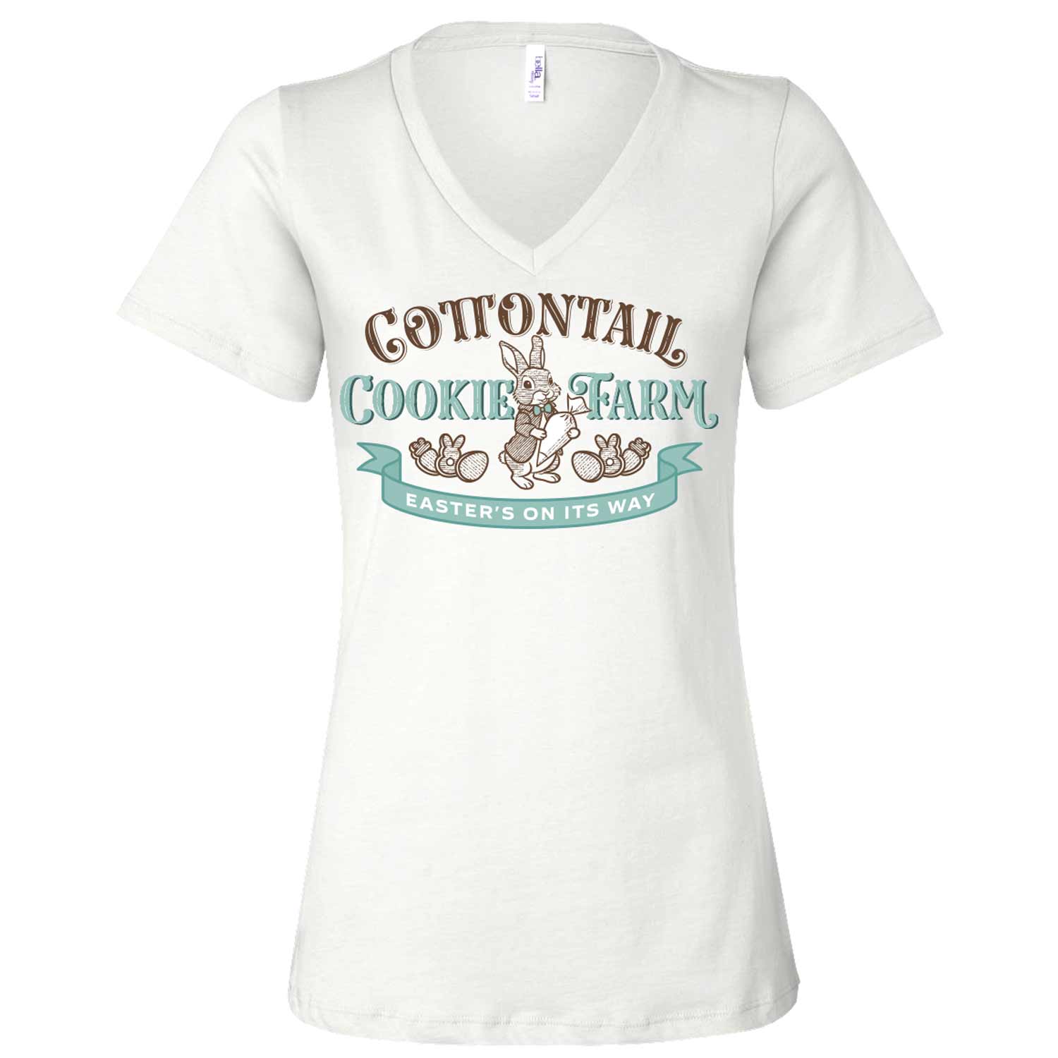 Cottontail Cookie Farm Ladies V-Neck T-Shirt