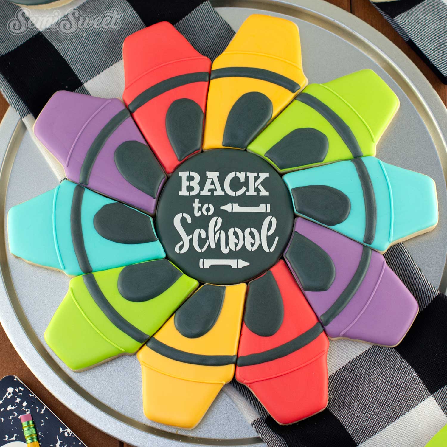 crayon cookie platter | Semi Sweet Designs