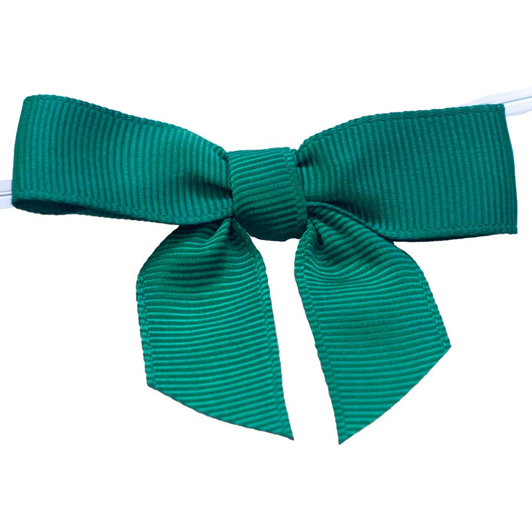 forest green grosgrain ribbon pre-tied bows with twist tie