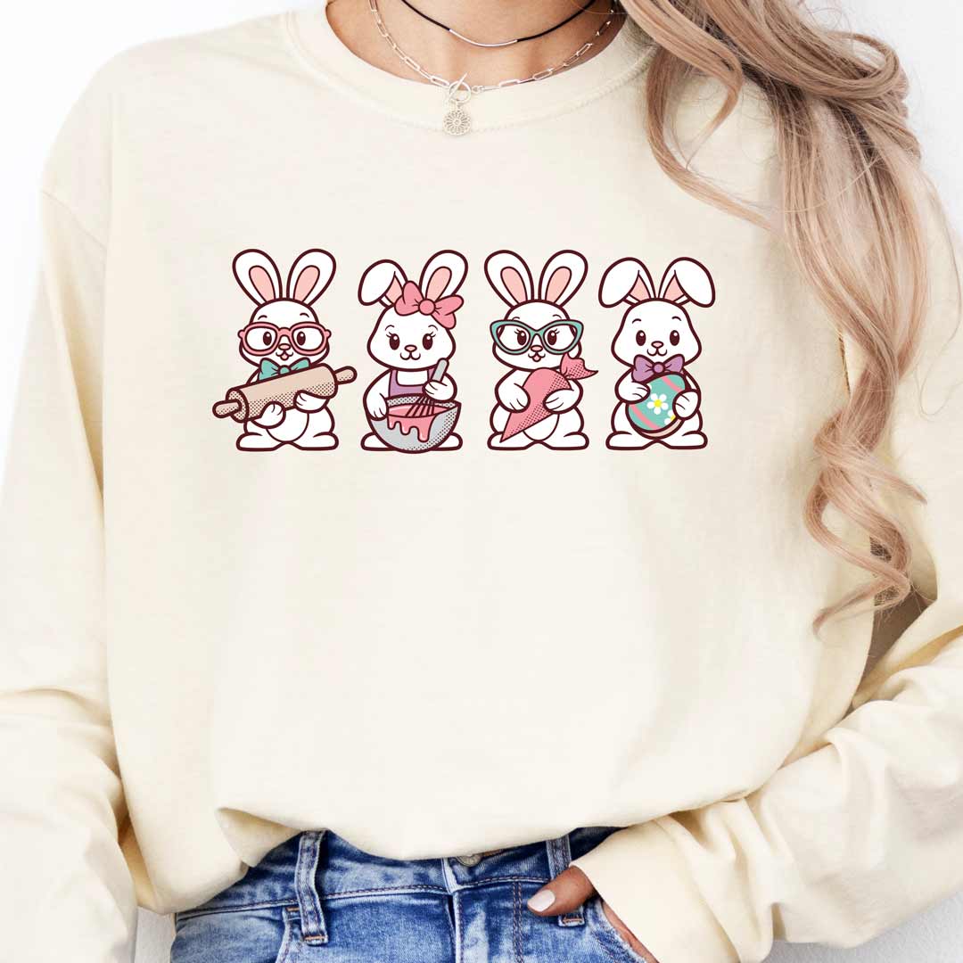 Cookie Decorating Easter Bunnies Unisex Long Sleeve T-Shirt