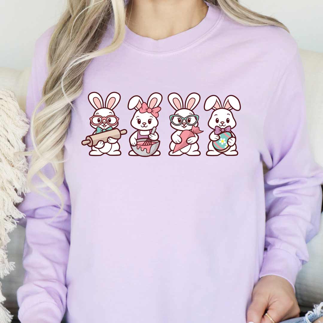 Cookie Decorating Easter Bunnies Unisex Long Sleeve T-Shirt