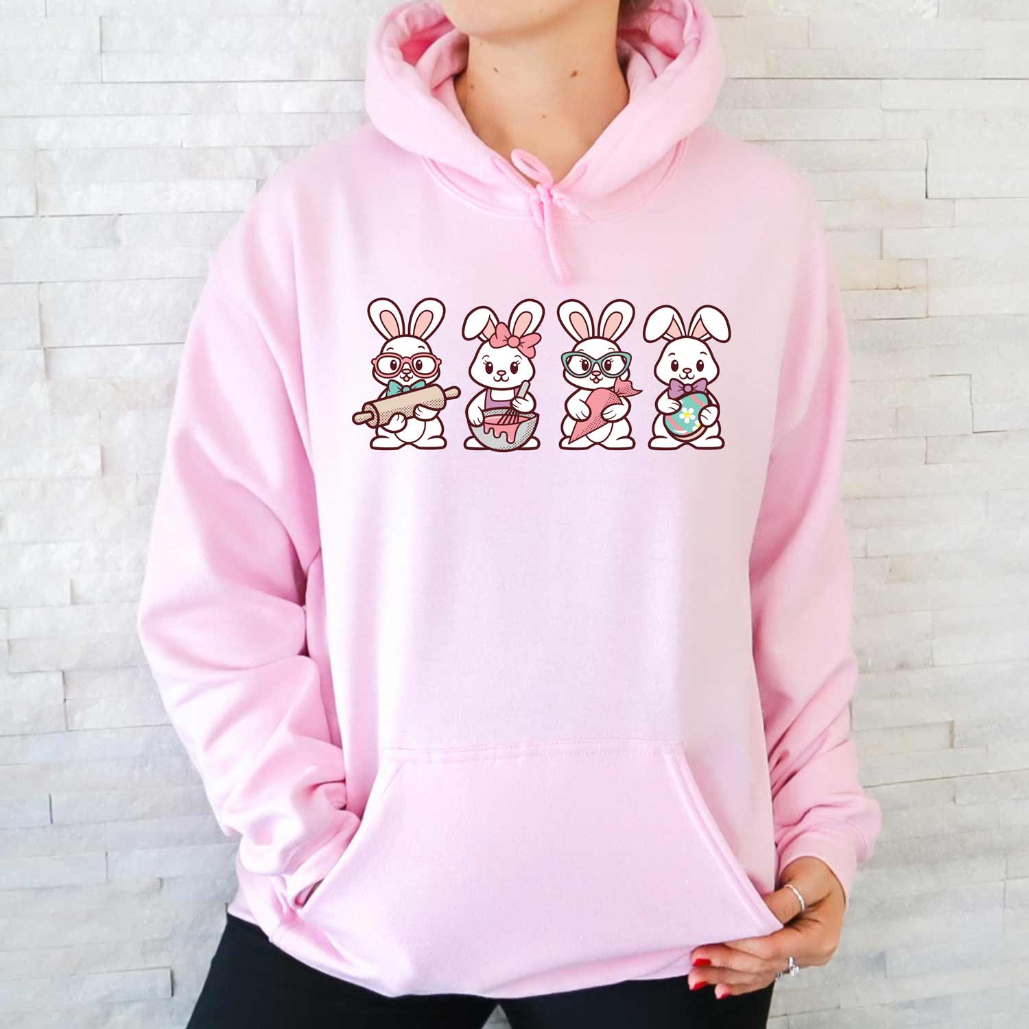 Cookie Decorating Easter Bunnies Unisex Hoodie