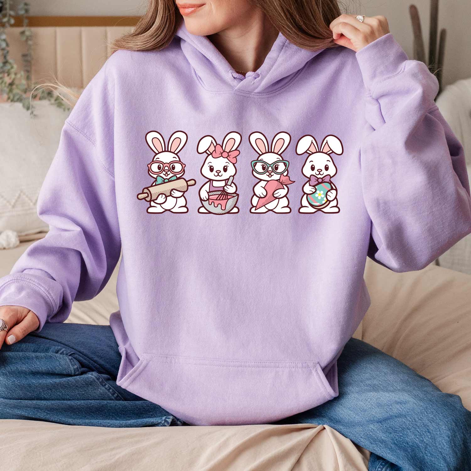 Cookie Decorating Easter Bunnies Unisex Hoodie