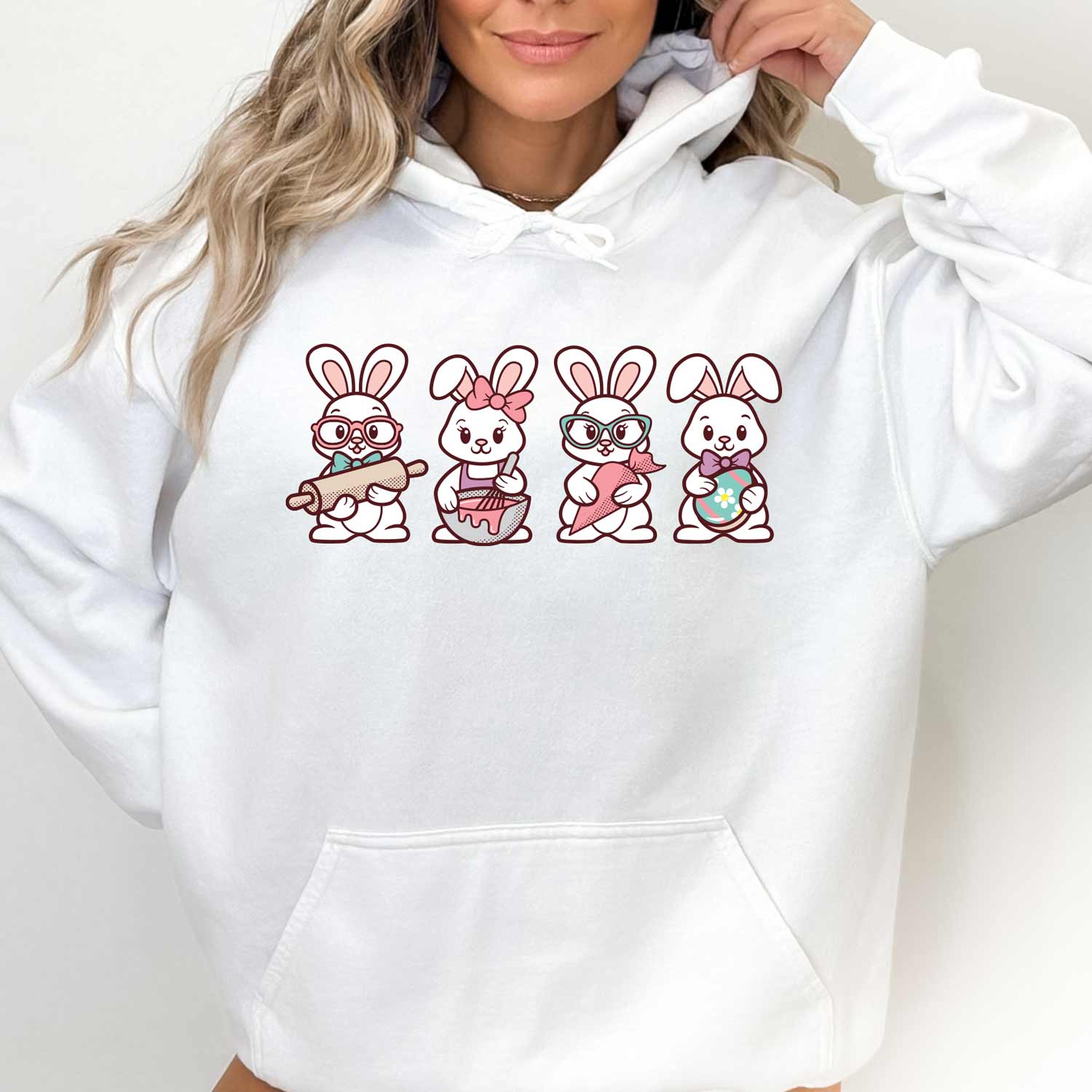 Cookie Decorating Easter Bunnies Unisex Hoodie
