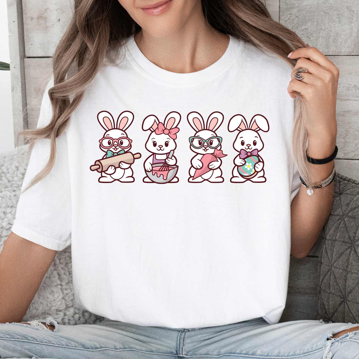 Cookie Decorating Easter Bunnies Unisex T-Shirt