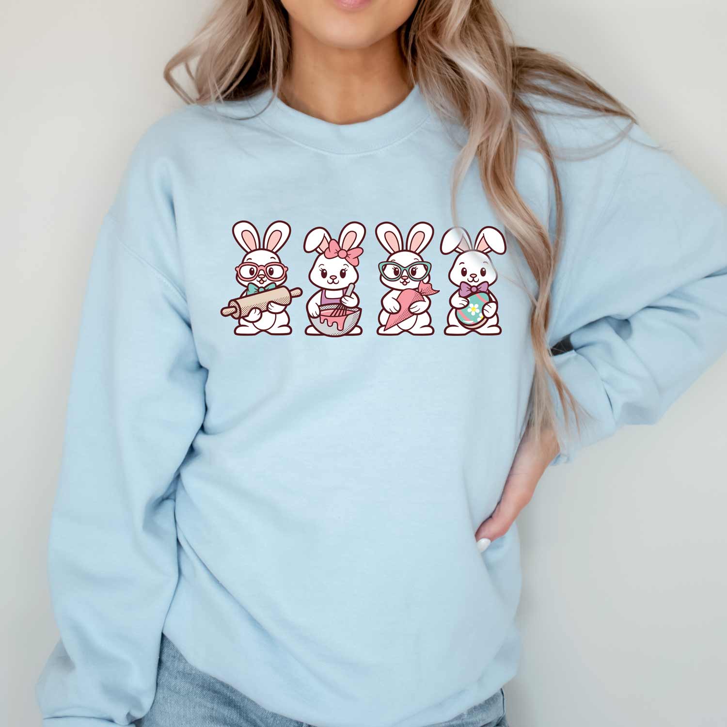Cookie Decorating Easter Bunnies Unisex Sweatshirt