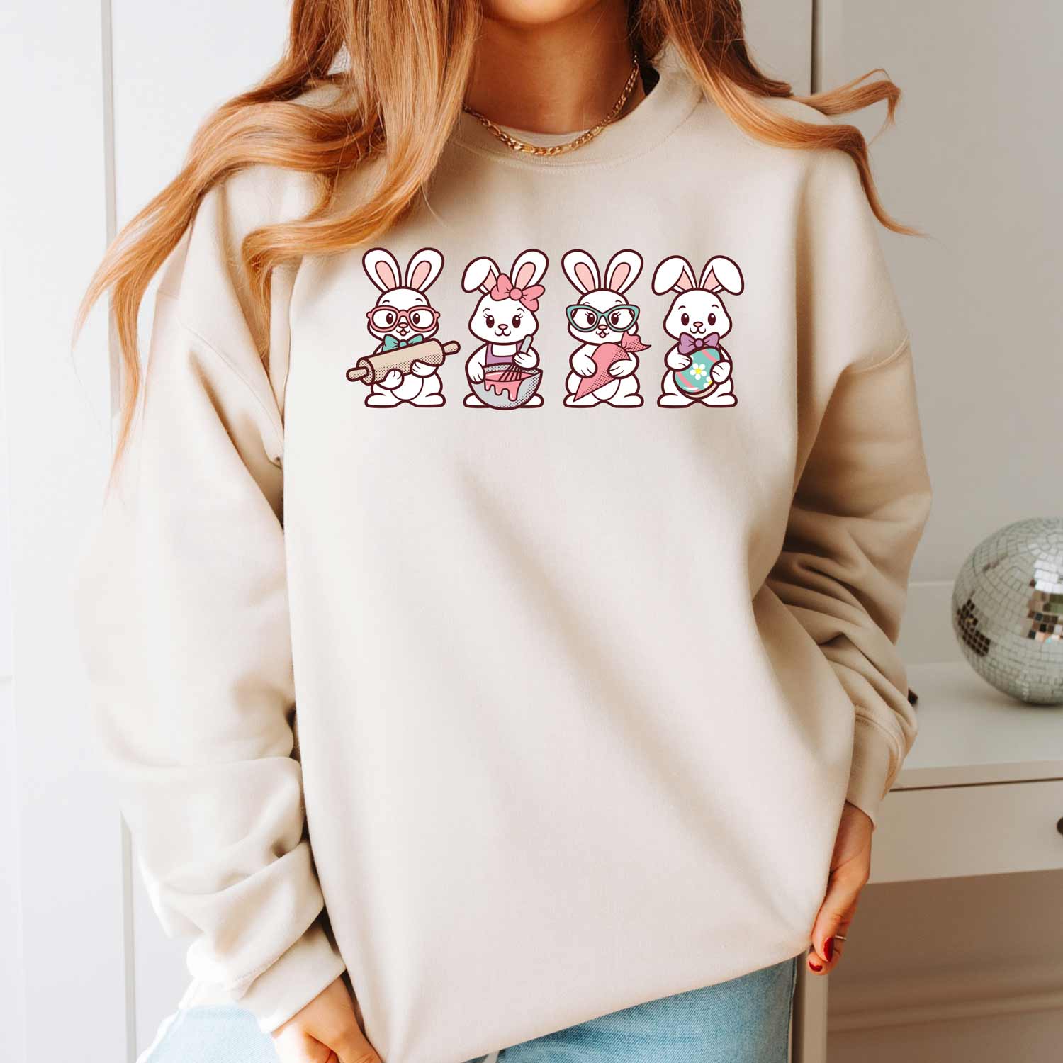 Cookie Decorating Easter Bunnies Unisex Sweatshirt