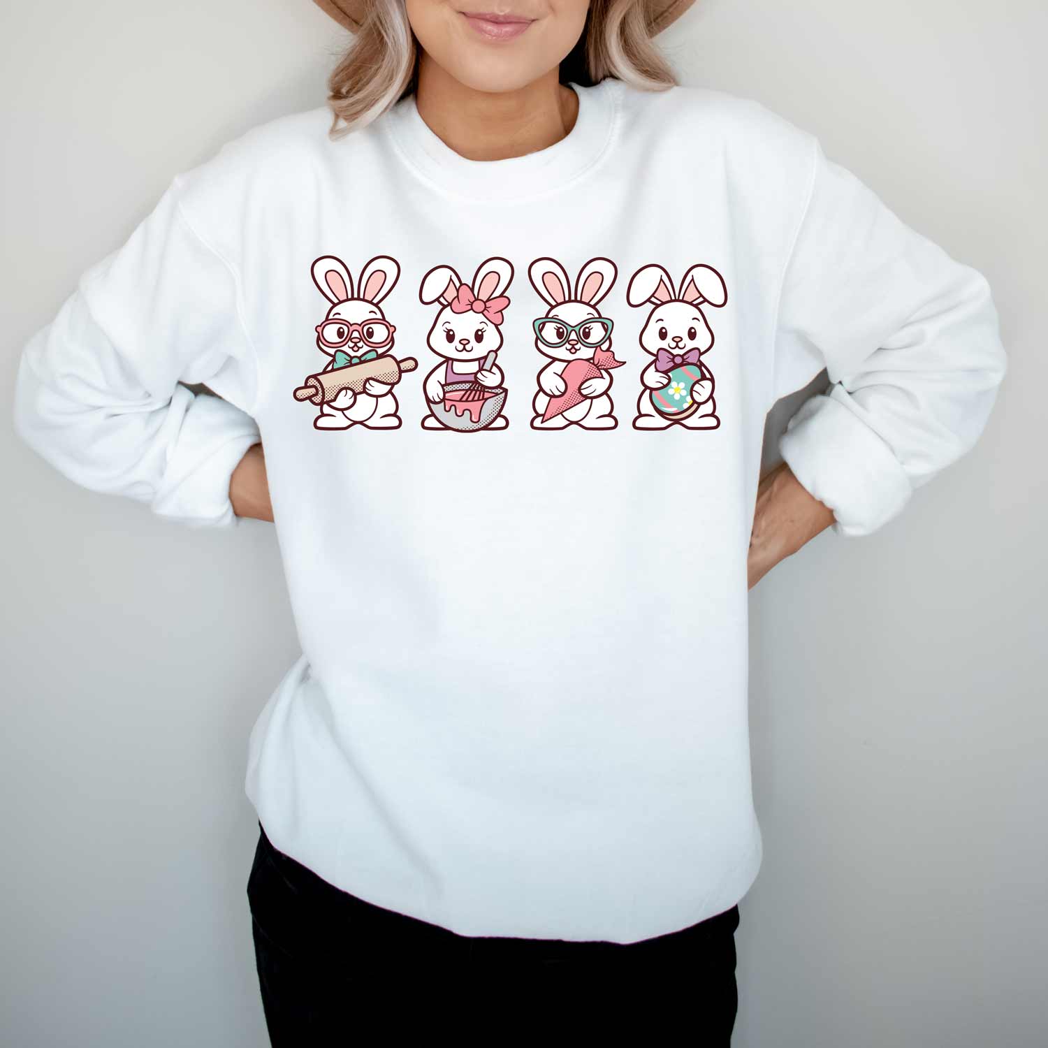 Cookie Decorating Easter Bunnies Unisex Sweatshirt