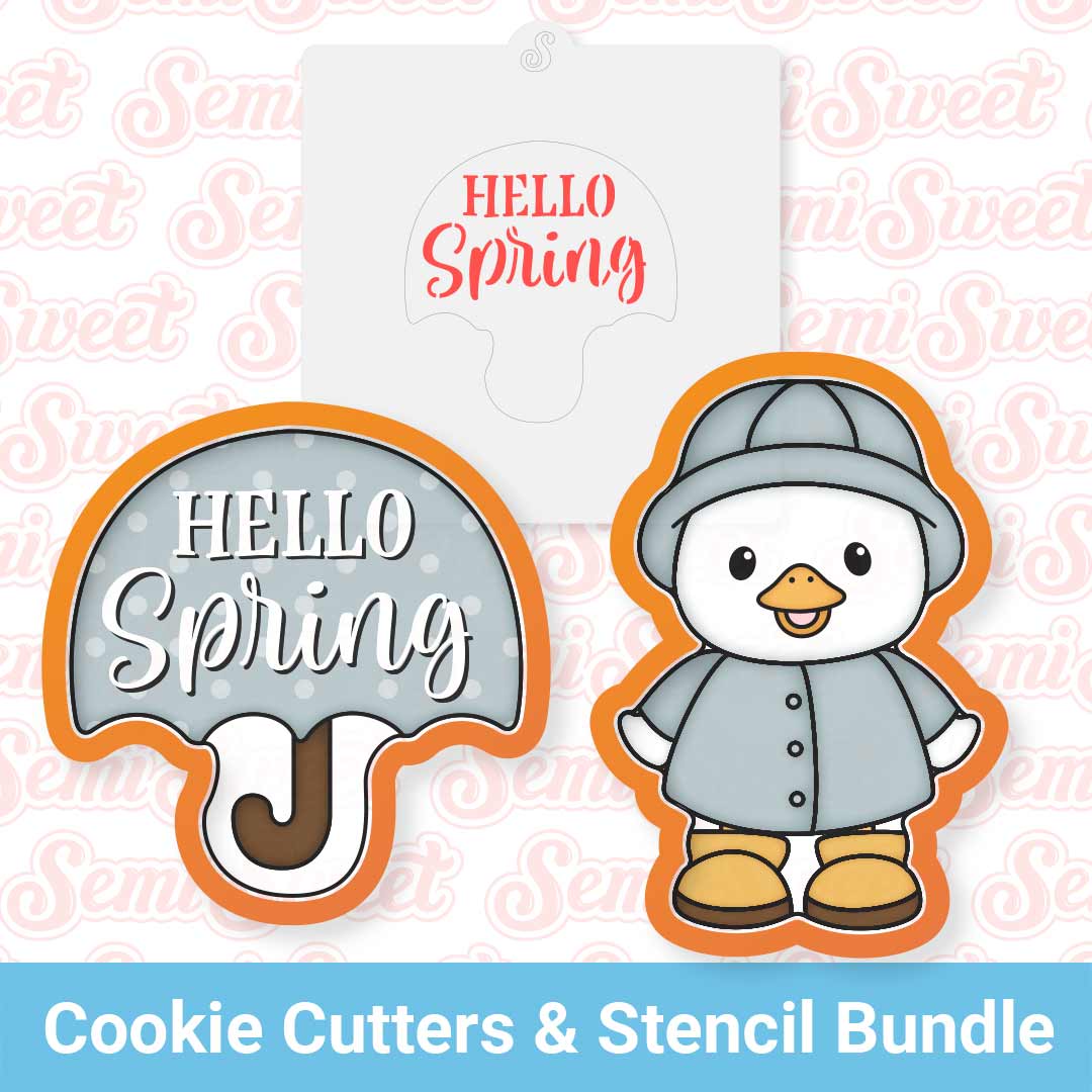 Raincoat Duck & Umbrella Cookie Cutter Stencil Bundle