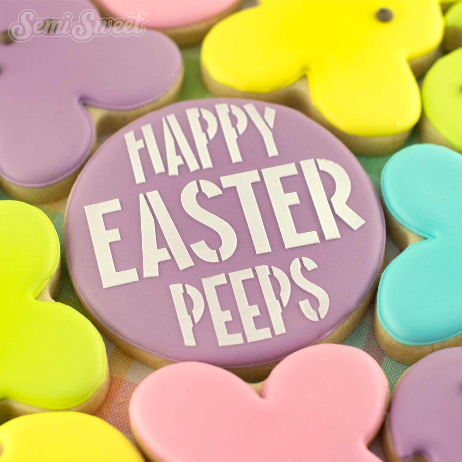 Happy Easter Peeps Cookie Stencil