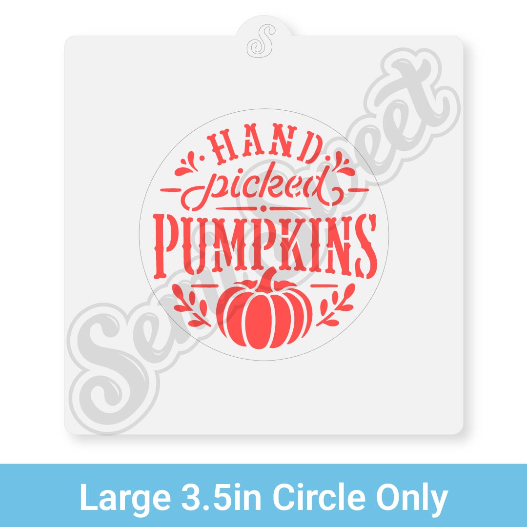 hand picked pumpkins in a circle stencil for cookies