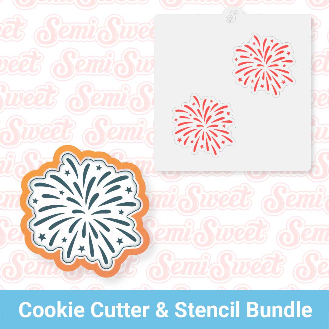 Firework Bloom Cookie Cutter & Stencil Bundle