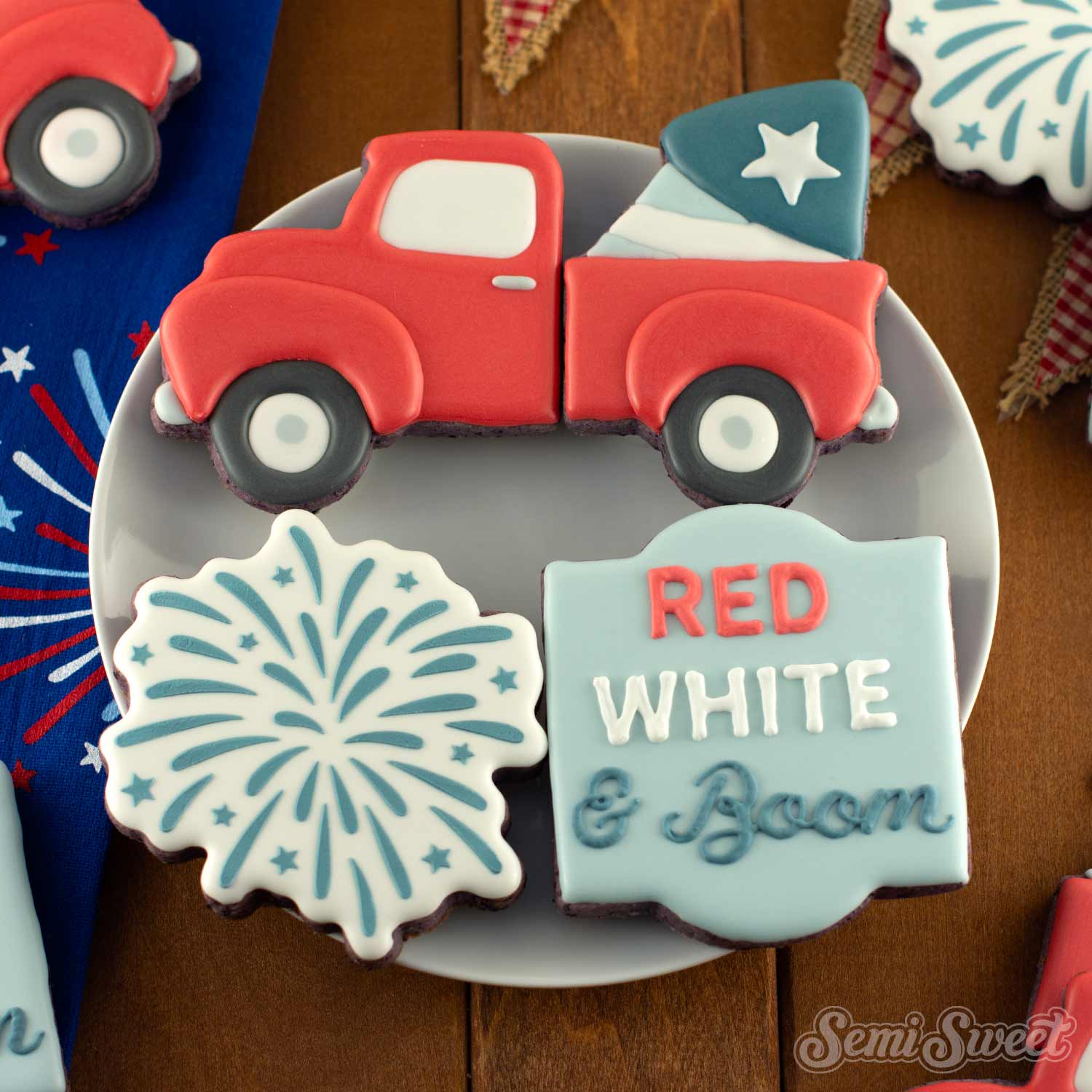 4th of July Firework Farm Truck Cookie Cutter & Stencil Bundle