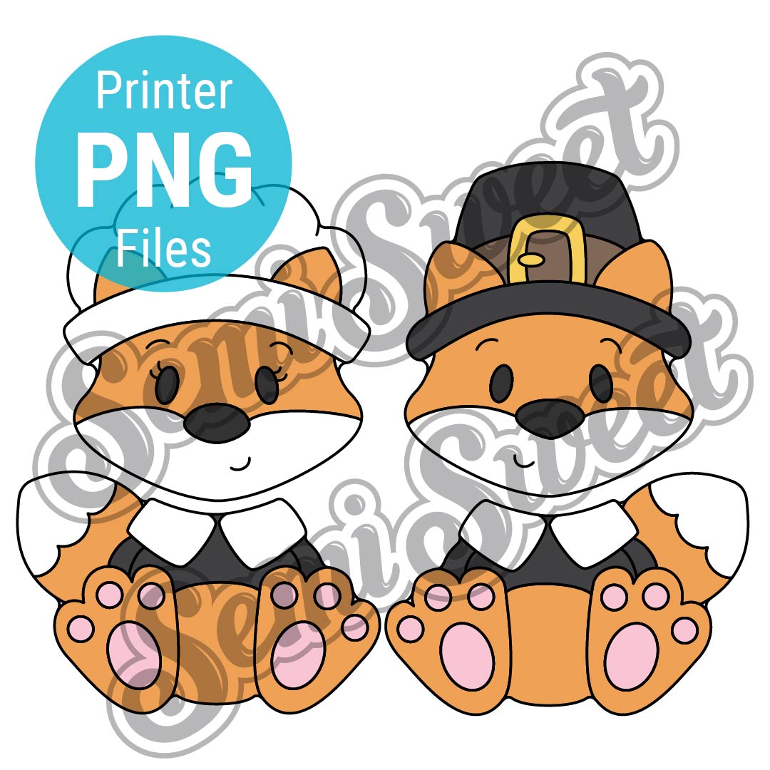 Pilgrim Foxes Cookie Cutter Set - PNG Images | Semi Sweet Designs