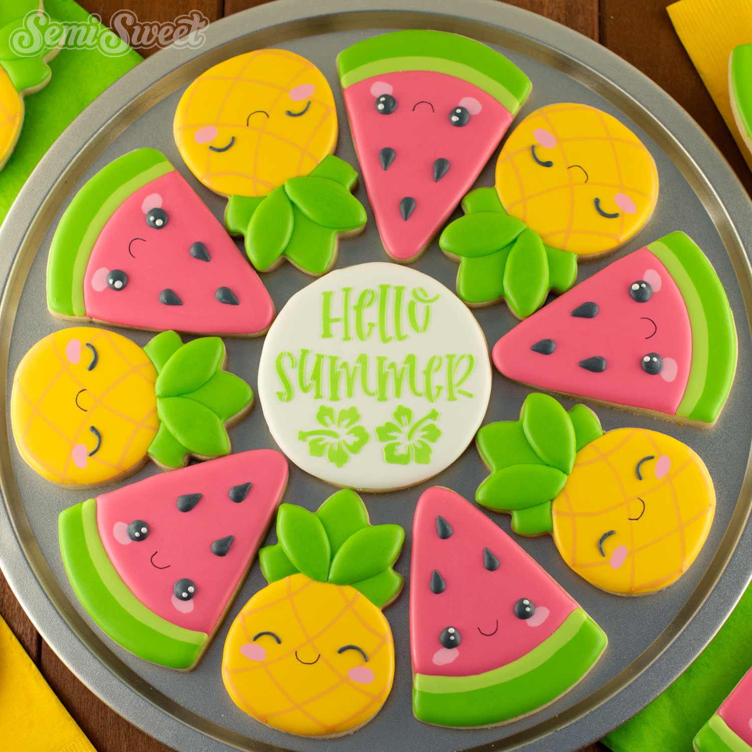 Watermelon Pineapple Fruit Cookie Platter Set