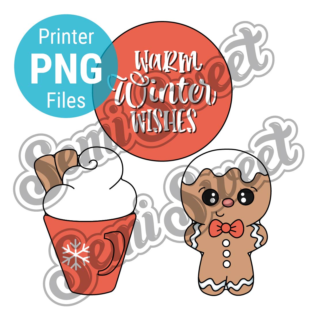 Gingerbread Man and Hot Cocoa Set - PNG Images | Semi Sweet Designs