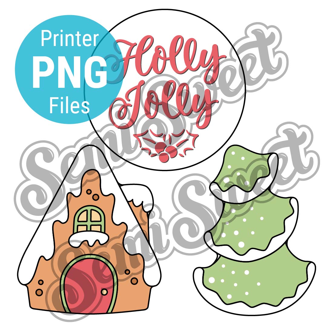 Gingerbread House and Tree Cookie Platter Set - PNG Images | Semi Sweet Designs