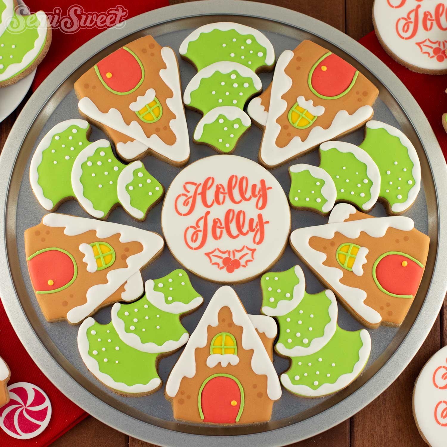 Gingerbread House & Tree Cookie Platter Set