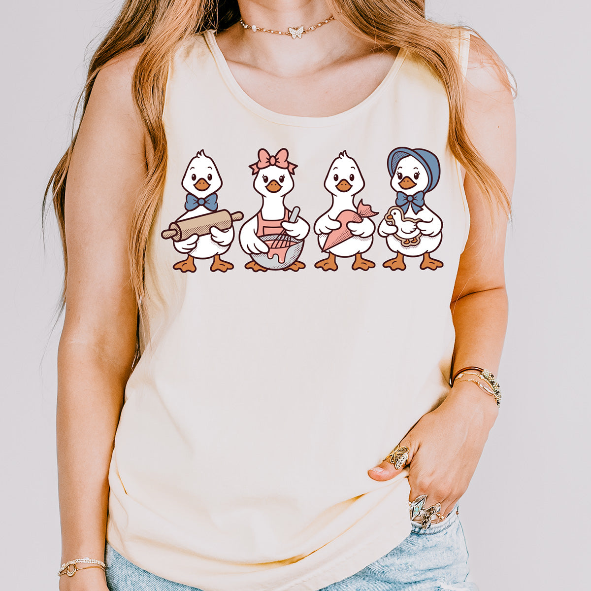 Cookie Decorating Geese Unisex Tank Top