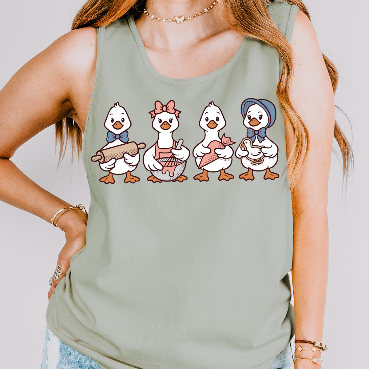 Cookie Decorating Geese Unisex Tank Top