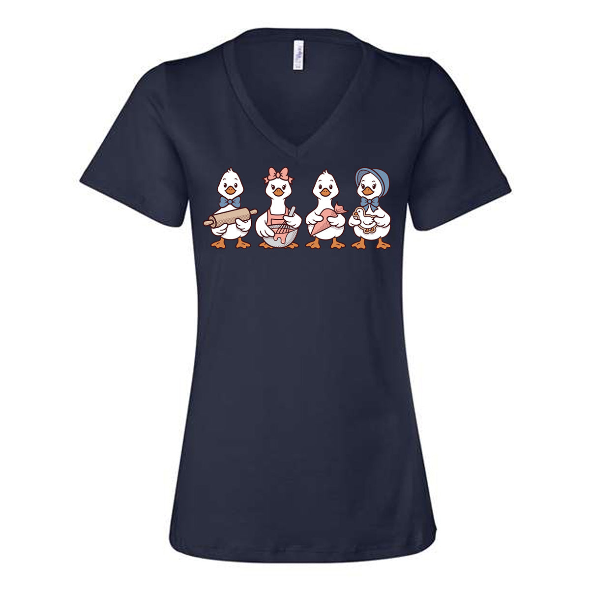 Decorating Geese Ladies V-Neck T-Shirt