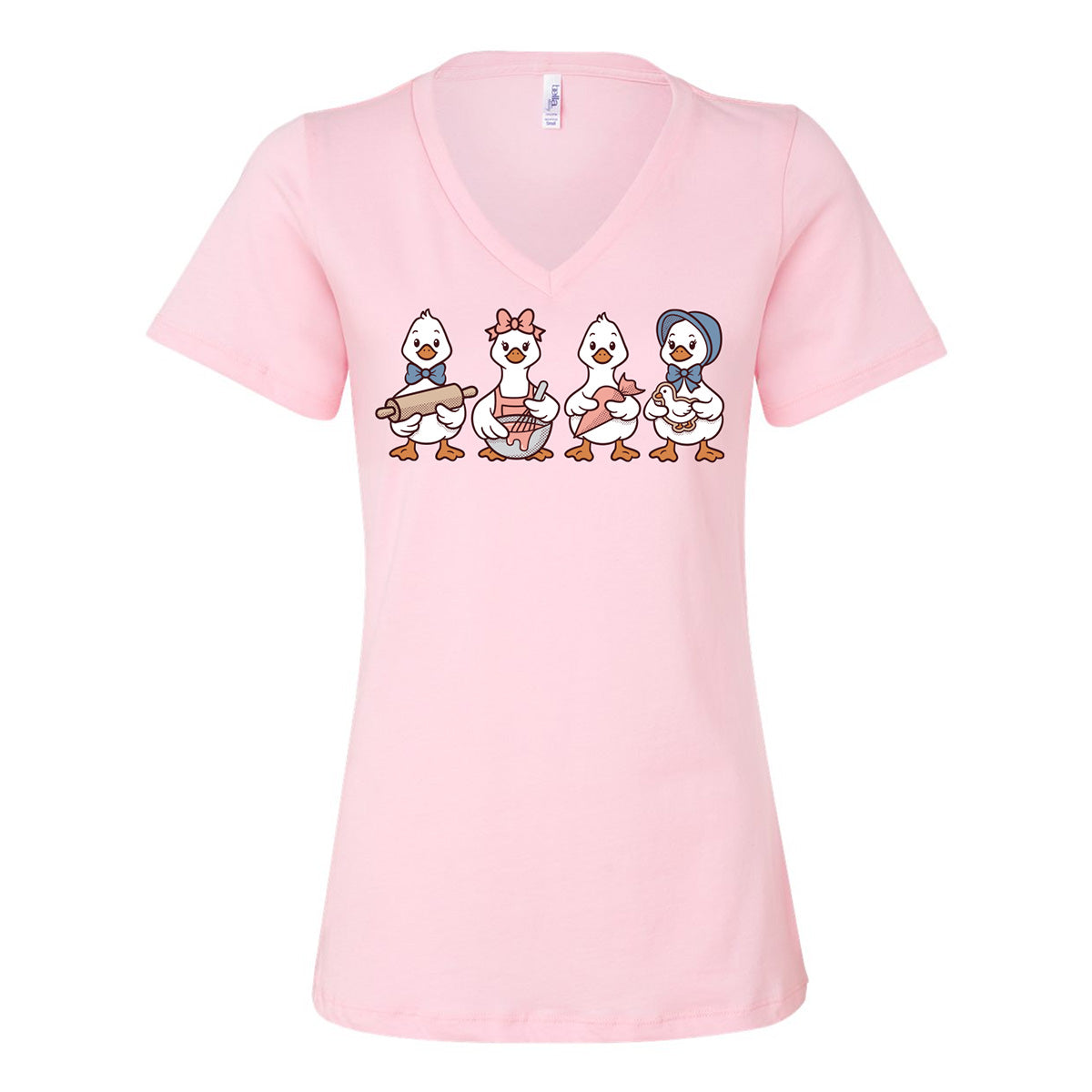Decorating Geese Ladies V-Neck T-Shirt
