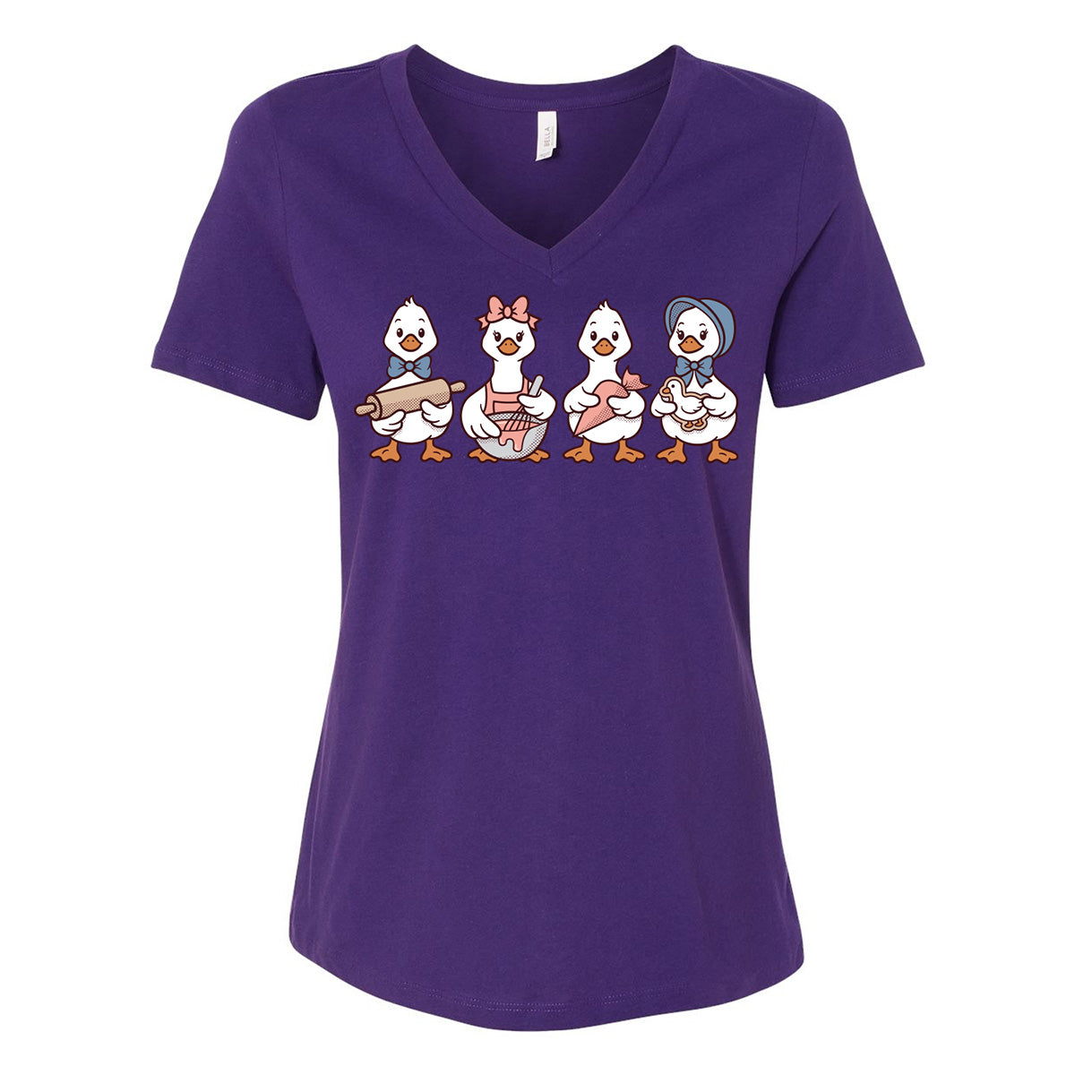 Decorating Geese Ladies V-Neck T-Shirt