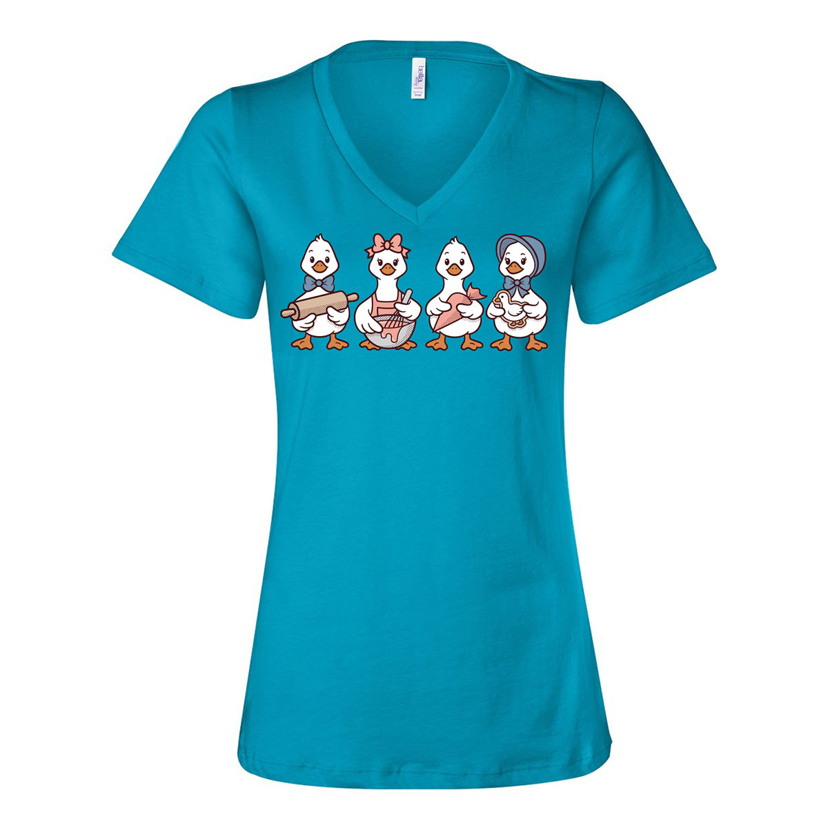 Decorating Geese Ladies V-Neck T-Shirt