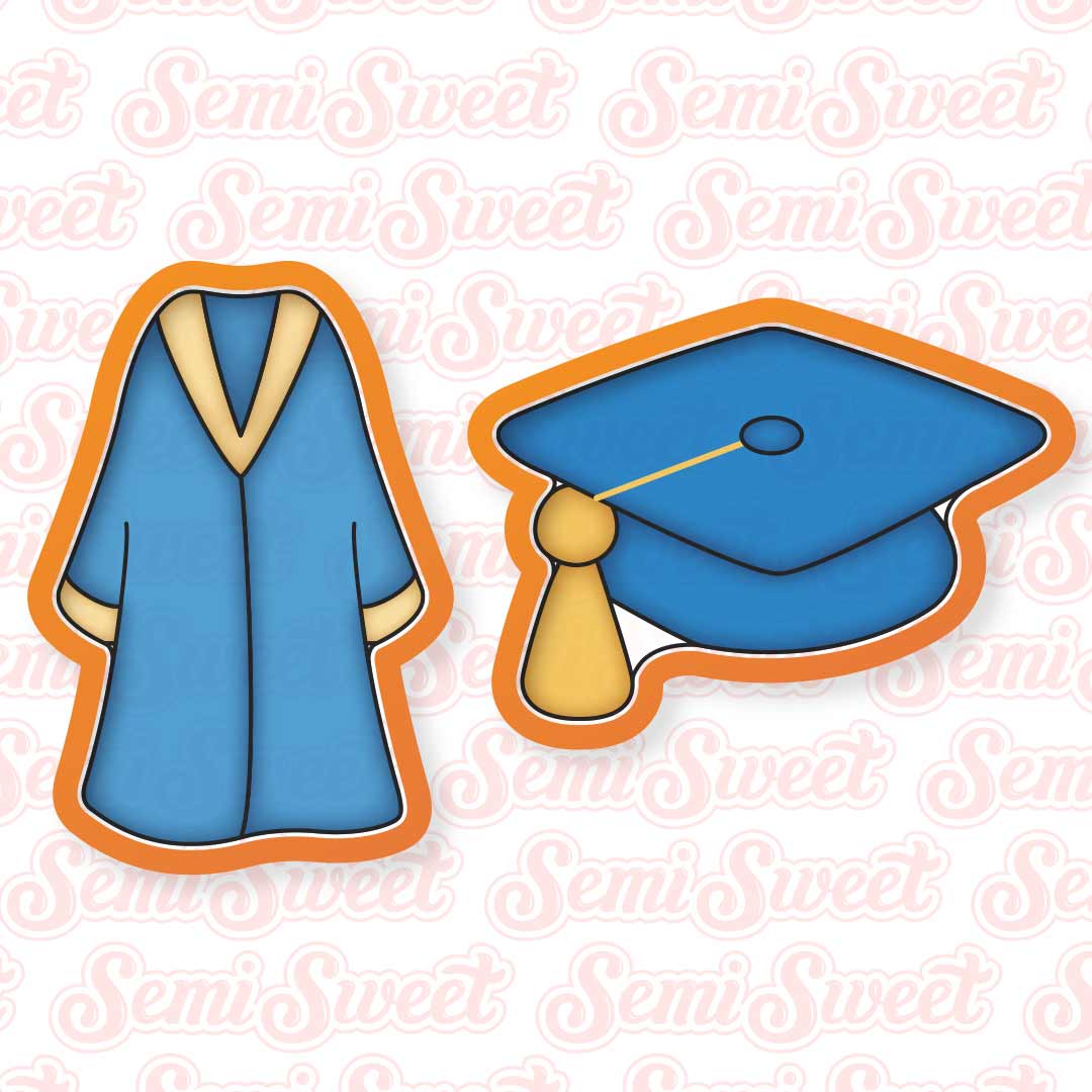 Graduation Cap & Gown Platter Cookie Cutter Set