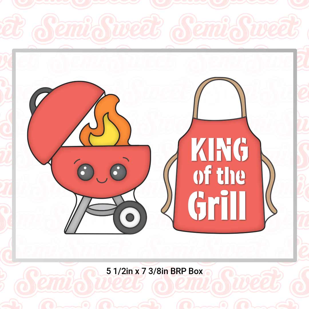 BBQ Grill & Apron Cookie Cutter & Stencil Bundle