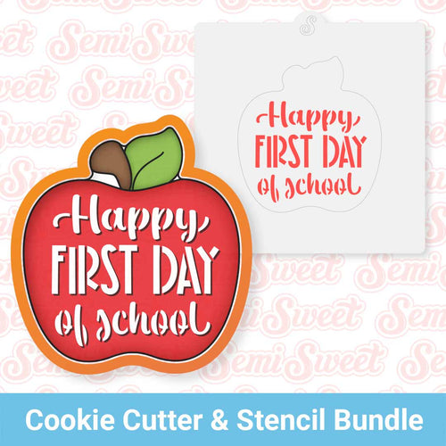 Apple Plaque Cookie Cutter & Happy First Day of School Stencil Bundle