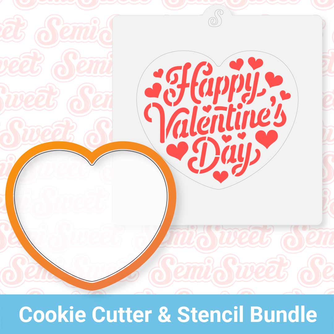 Happy Valentine's Day Heart Cutter & Stencil Bundle made by Semi Sweet Designs