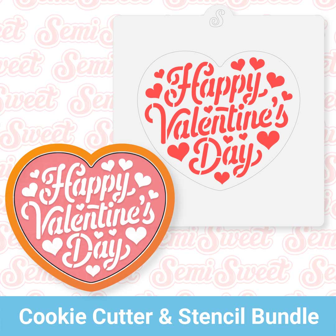 Happy Valentine's Day Heart Cutter & Stencil Bundle made by Semi Sweet Designs