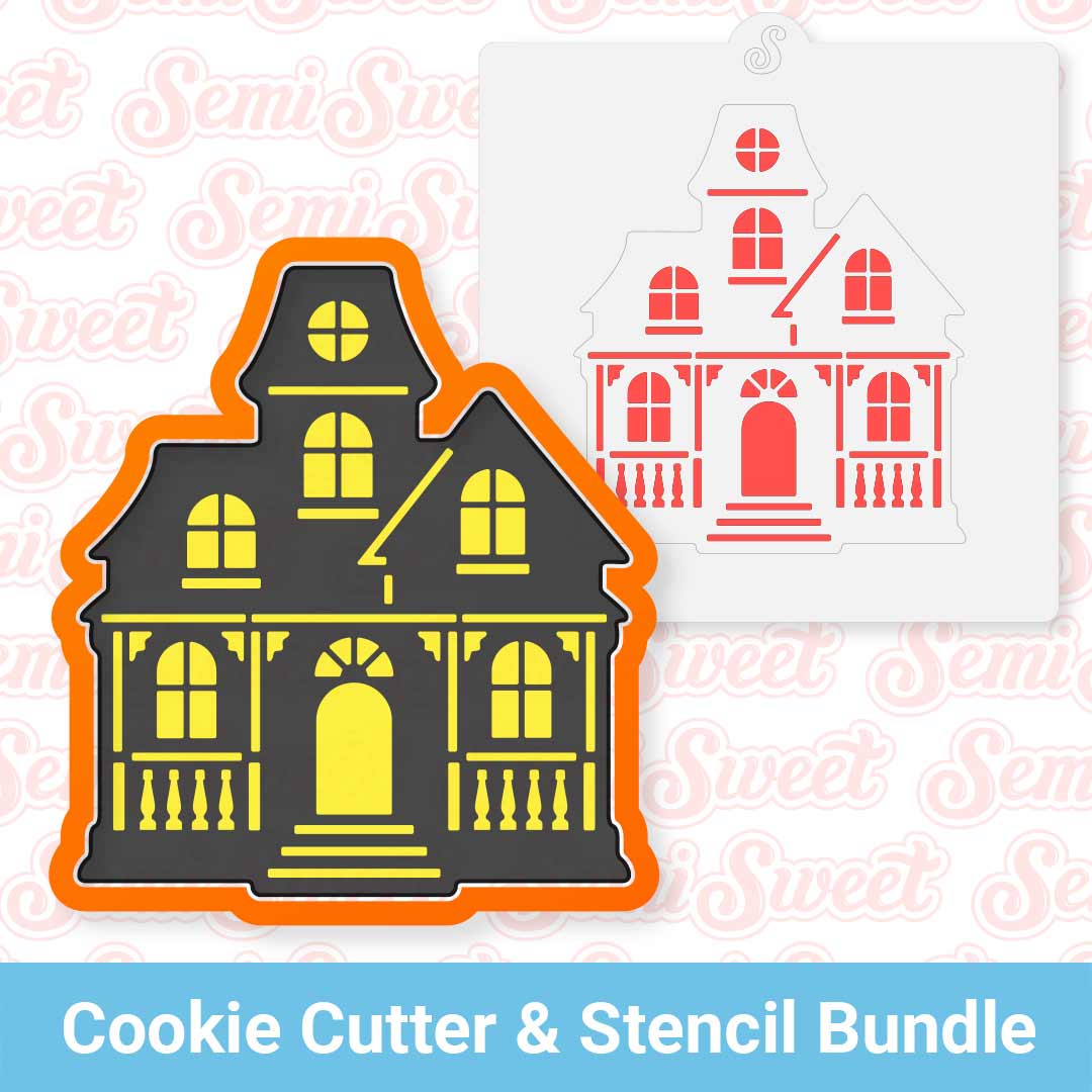 haunted house cookie cutter and stencil bundle