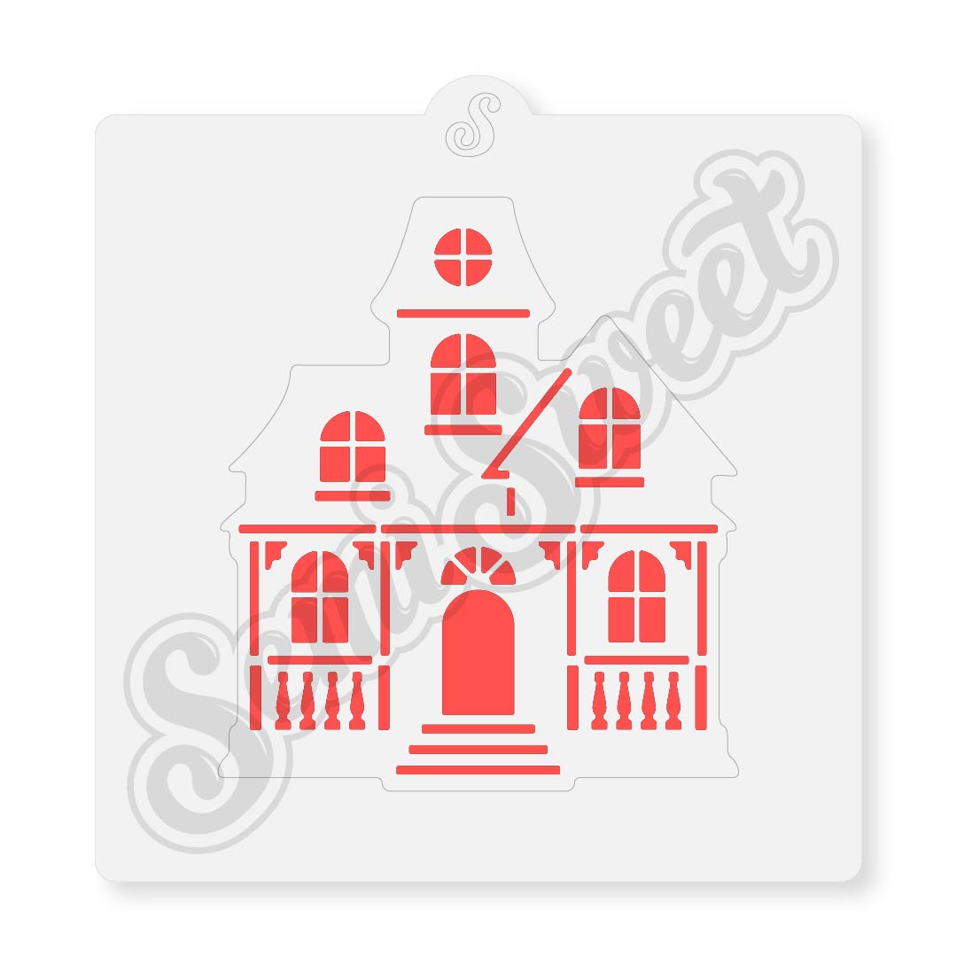 Easy Haunted House Cookie Stencil