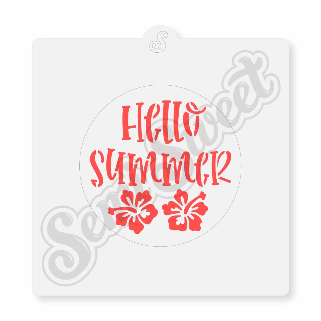 Hello Summer Circle Stencil