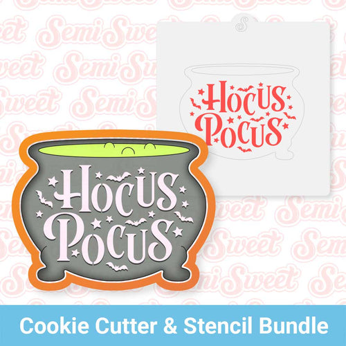 Hocus Pocus Cauldron Cookie Cutter & Stencil Bundle