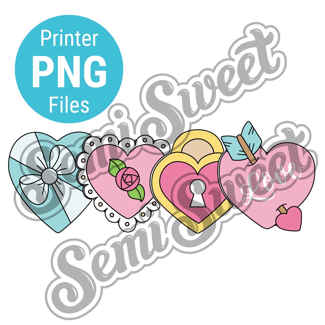 Interlocking Hearts Set - PNG Images
