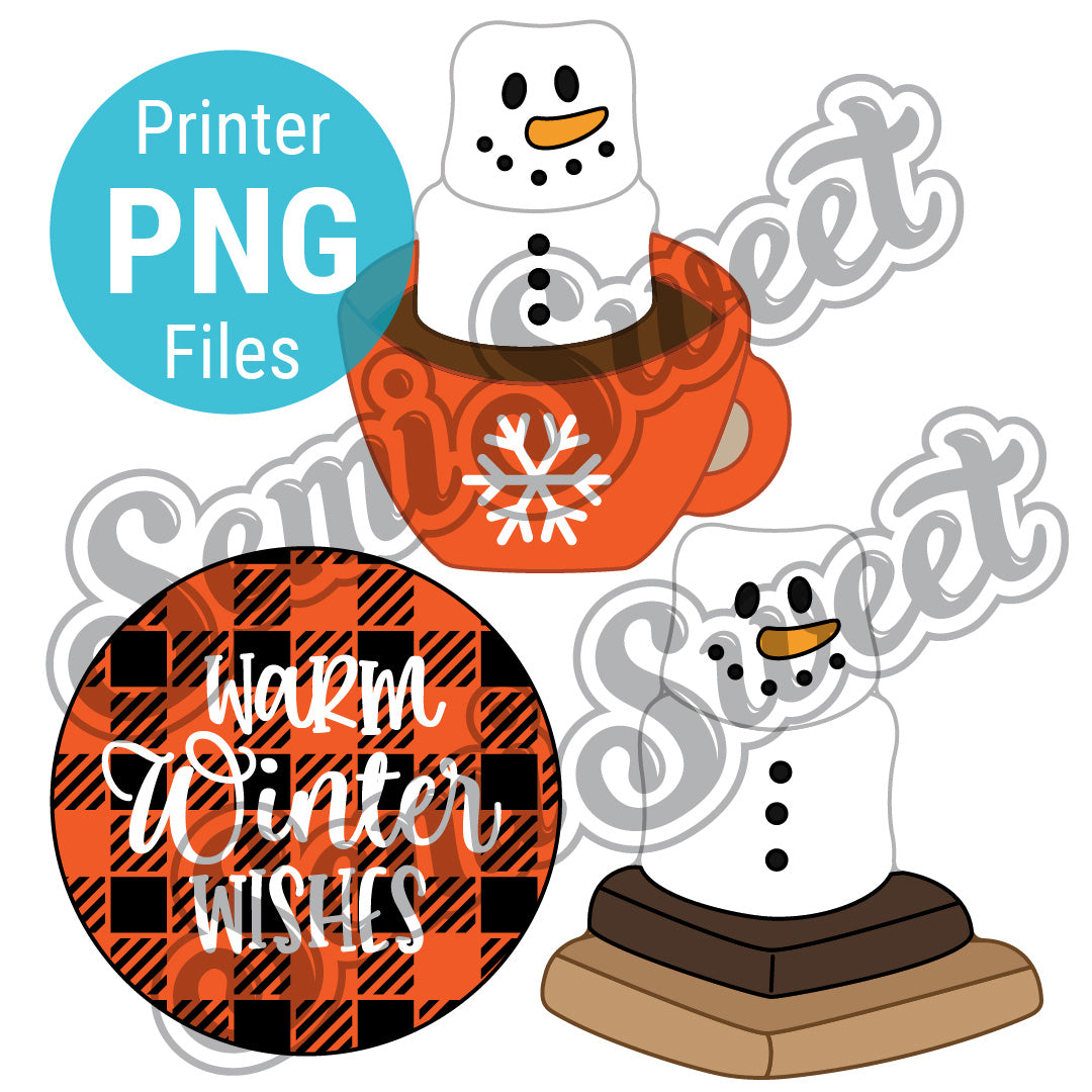 Marshmallow Snowmen Platter Set - PNG Images