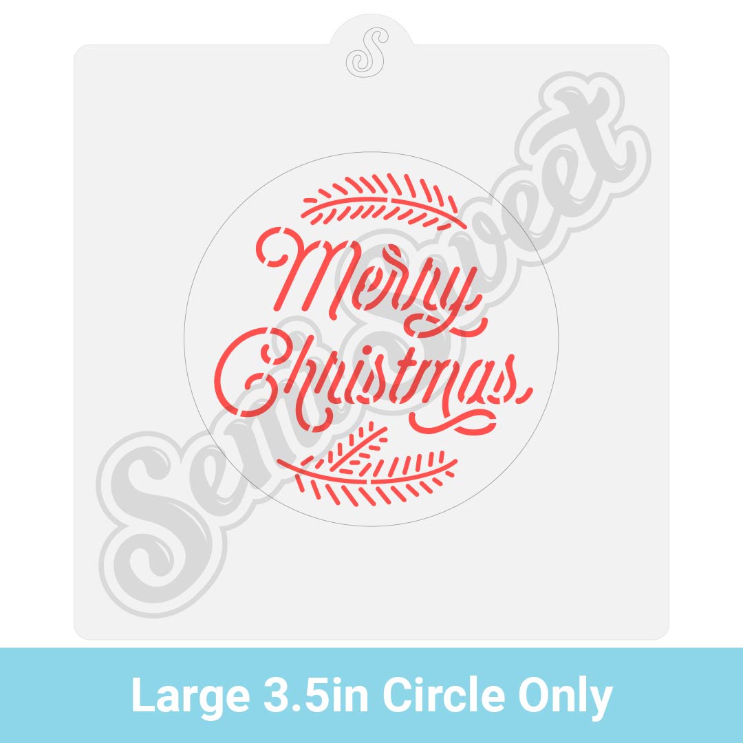 Merry Christmas Pine Circle Stencil