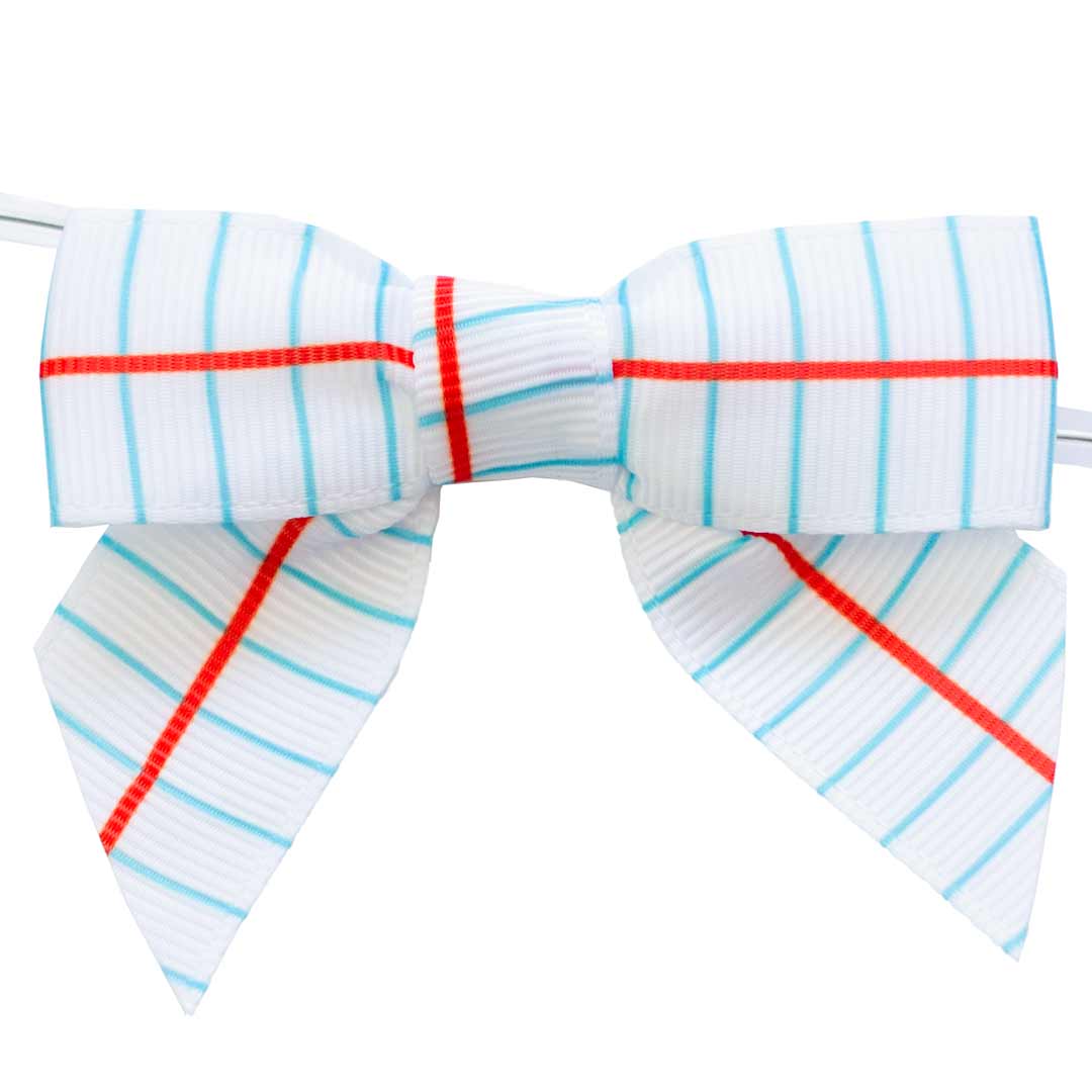 notebook paper grosgrain pre-tied bow with twist tie