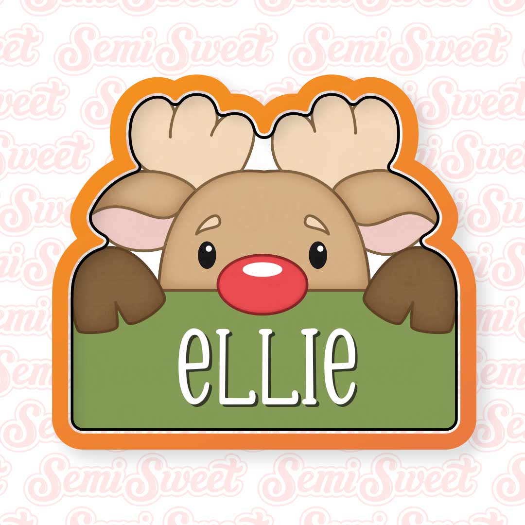 Christmas Reindeer name plaque cookie cutter