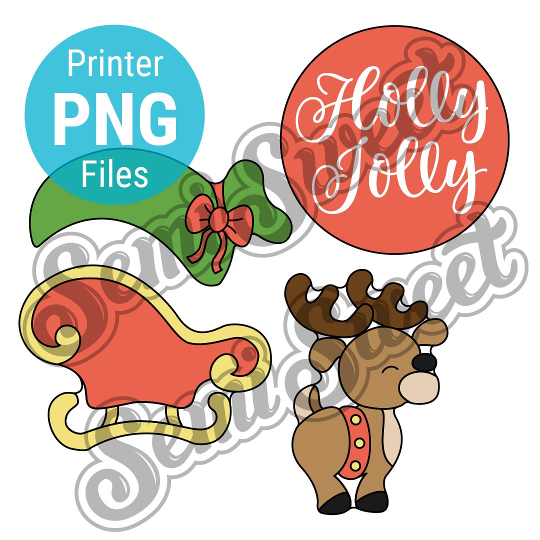 Sleigh and Reindeer Platter Cutter Set - PNG Images | Semi Sweet Designs