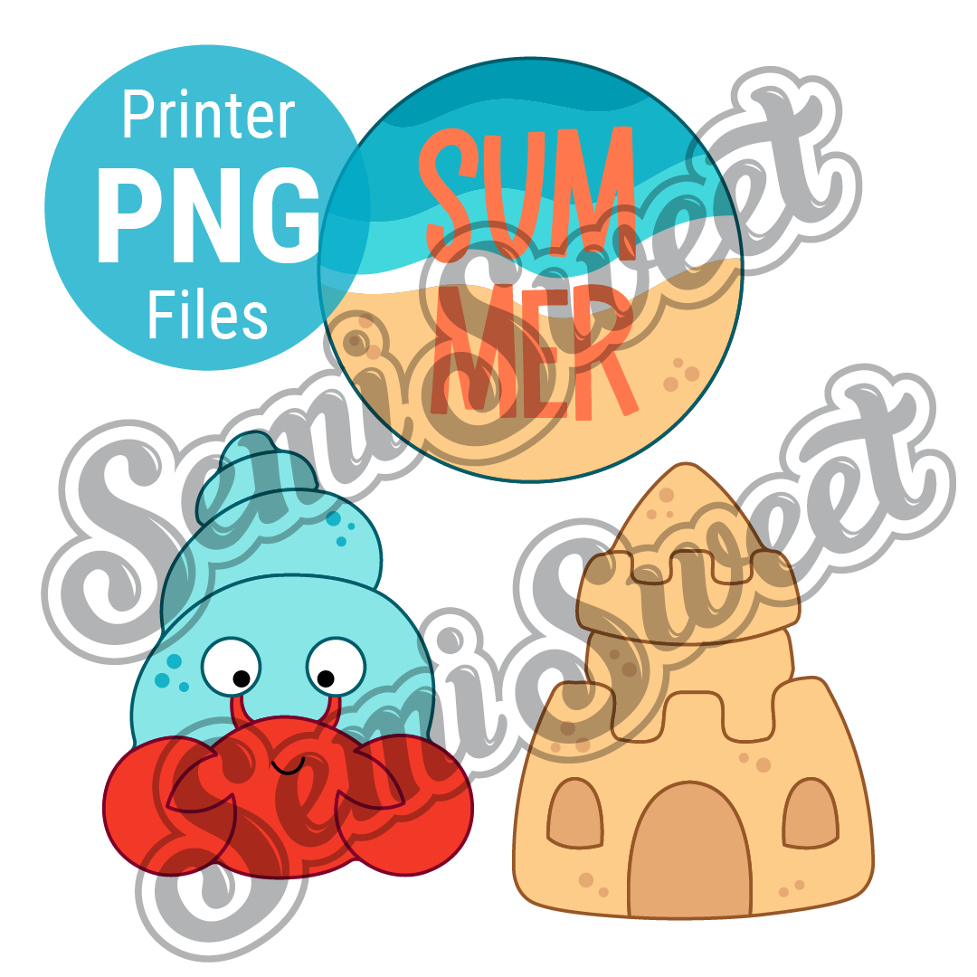 Sand Castle Hermit Crab Platter Set - PNG Images | Semi Sweet Designs
